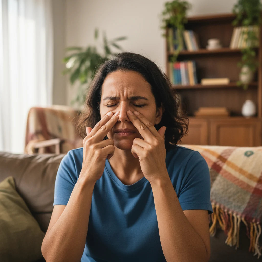 Pressão no rosto e atrás dos olhos